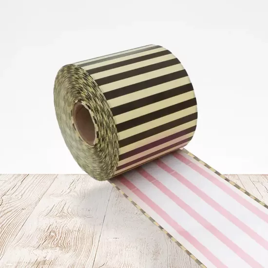 30m Continuous Label Roll (Pink Stripe)