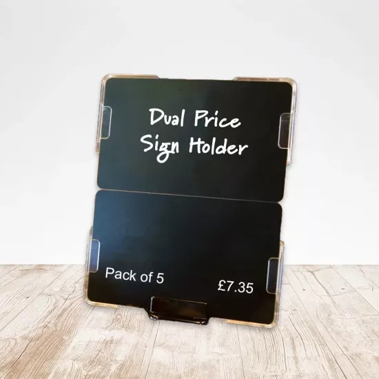 Dual Price Sign Holder - 2 CR80 Cards (Pack of 5)