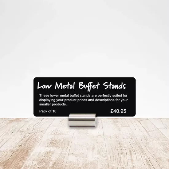 Low Metal Buffet Price Sign Stands (Pack of 10)