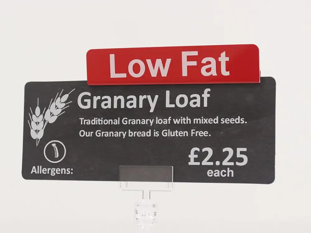 Low fat price sign